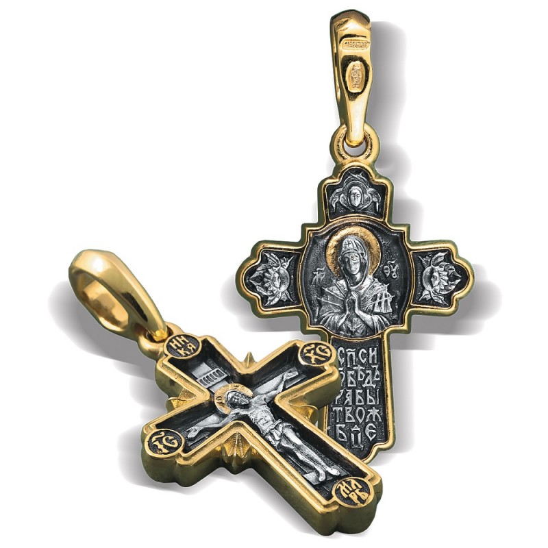 Нательный крестик — Богородица Семистрельная