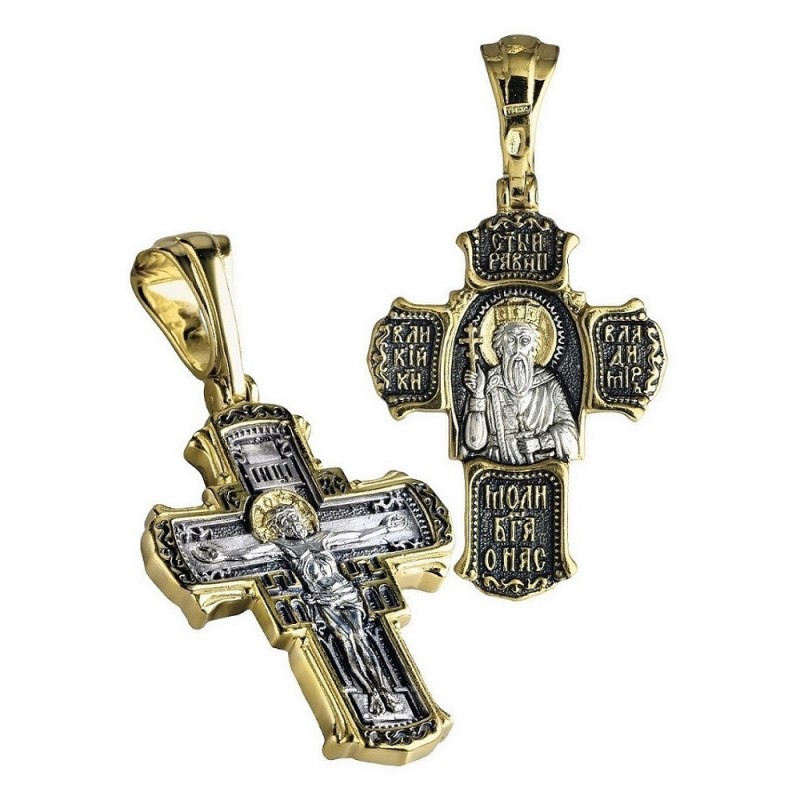 Нательный православный крестик «Князь Владимир»