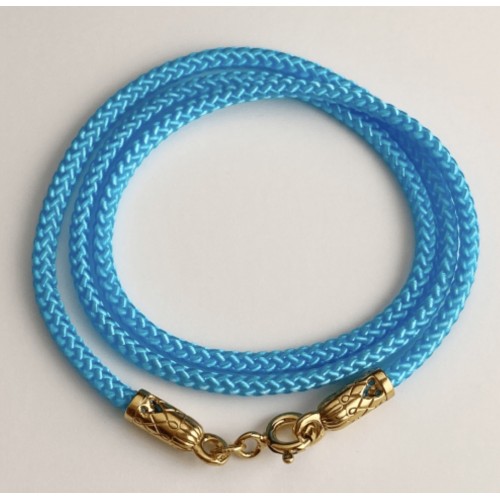 Ювелирный шнурок голубого цвета из плетёного шёлка