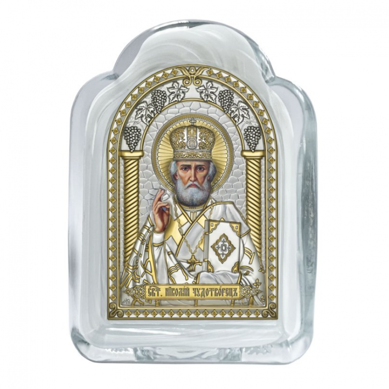 Икона Святитель Николай Угодник в муранском стекле, фото 1
