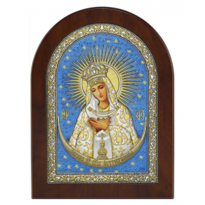 Икона Остробрамской Богородицы с синим лаком