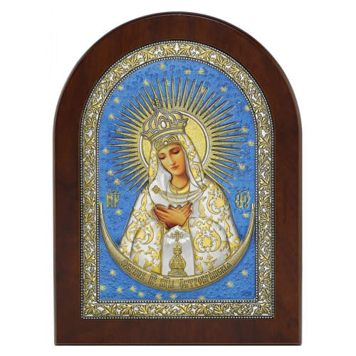 Икона Остробрамской Богородицы с синим лаком