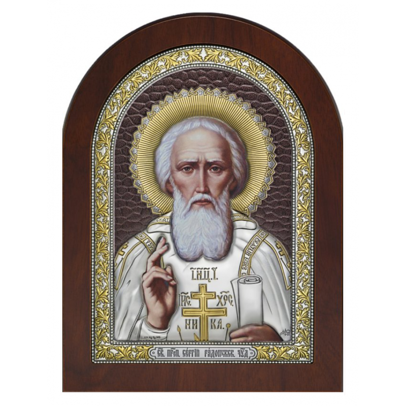 Преподобный Сергий Радонежский с коричневым лаком