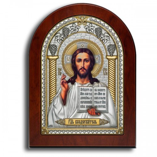 Икона Господь Благословляющий с белыми стразами