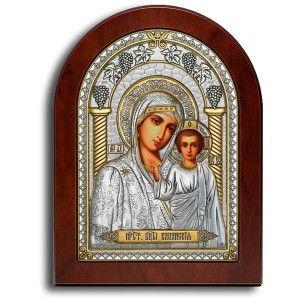 Икона Казанской Божьей Матери с белыми стразами