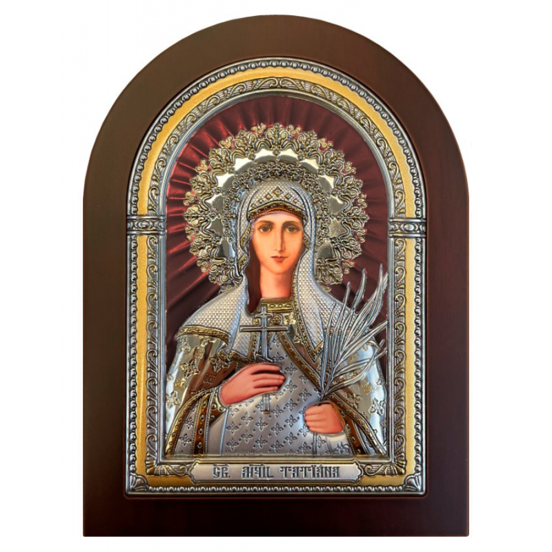 Икона Святой мученицы Татианы с коричневым лаком