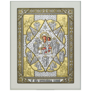 Икона Божией Матери Неопалимая Купина в серебряном окладе