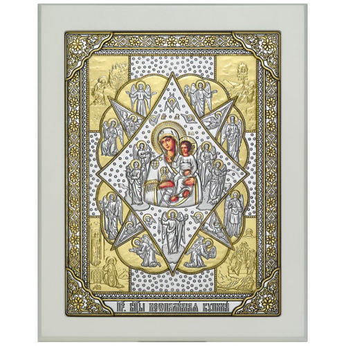 Икона Божией Матери Неопалимая Купина в серебряном окладе