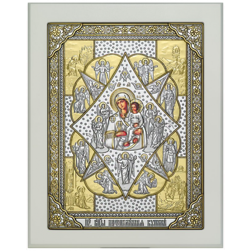 Икона Божией Матери Неопалимая Купина в серебряном окладе