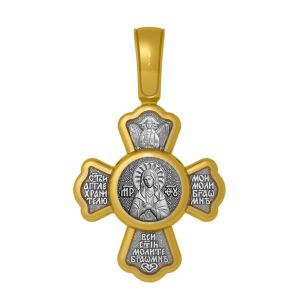 Нательный позолоченный крестик Богородица «Умиление»