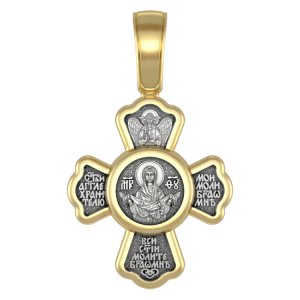 Нательный позолоченный крестик Покров Богородицы