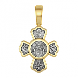 Нательный позолоченный крестик Богородица «Знамение»
