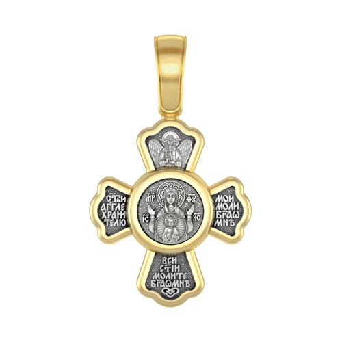 Нательный позолоченный крестик Богородица «Знамение»