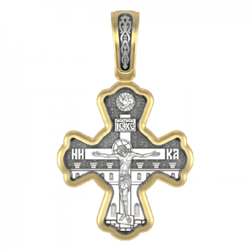 Нательный позолоченный крестик Казанская Богородица