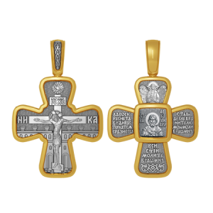 Нательный позолоченный крестик Святой Александр