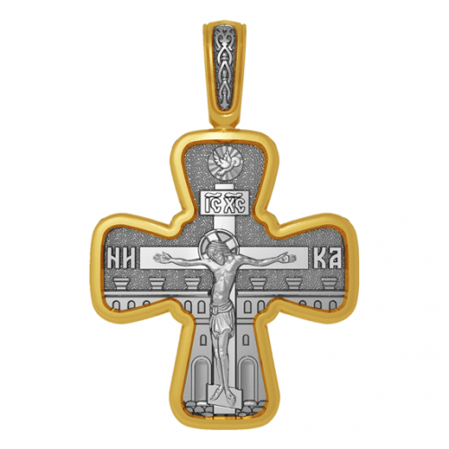 Нательный позолоченный крестик Святой Александр