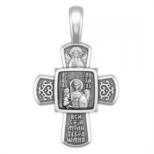 Серебряный православный крестик Архистратиг Михаил