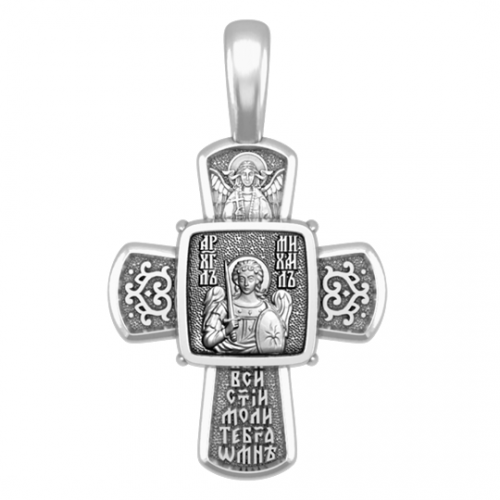 Серебряный православный крестик Архистратиг Михаил