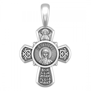Серебряный православный крестик Святая Татьяна
