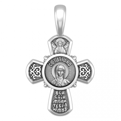 Серебряный православный крестик Святая Татьяна