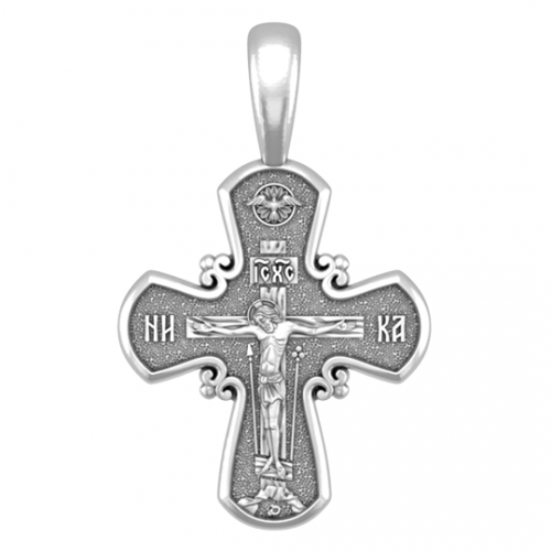 Серебряный православный крестик Святая Екатерина