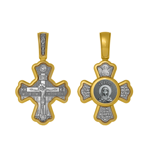 Нательный позолоченный крестик Святая Алла