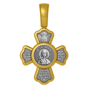 Позолоченный нательный крестик Святая Антонина