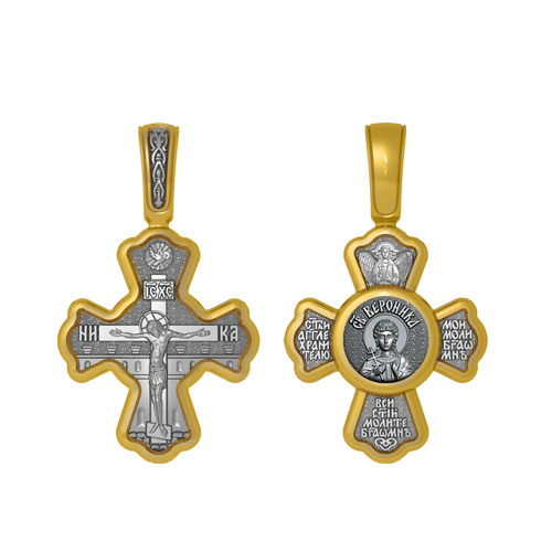Нательный позолоченный крестик Святая Вероника