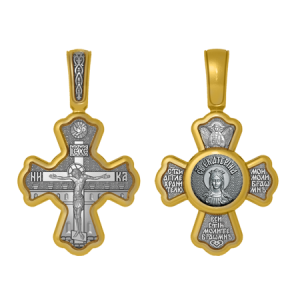 Нательный позолоченный крестик Святая Екатерина