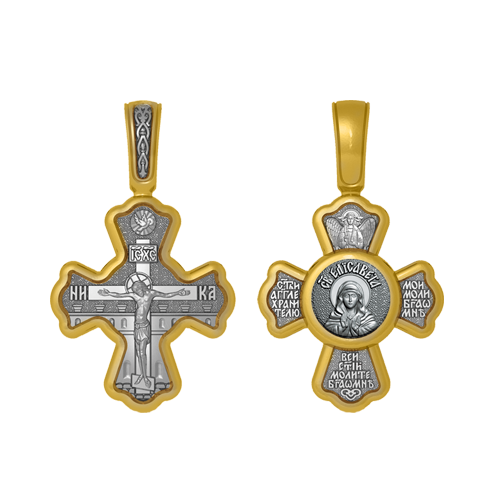 Позолоченный нательный крестик Святая Елизавета