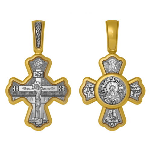 Позолоченный нательный крестик Проматерь Ева