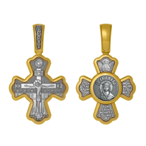 Позолоченный нательный крестик Святая Людмила