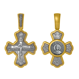 Позолоченный нательный крестик Святая Маргарита