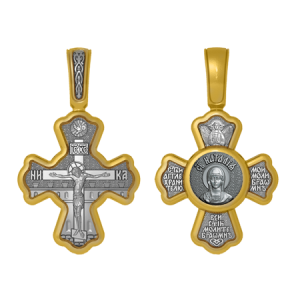 Позолоченный нательный крестик Святая Наталия