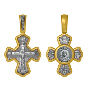 Позолоченный нательный крестик Святая Нина