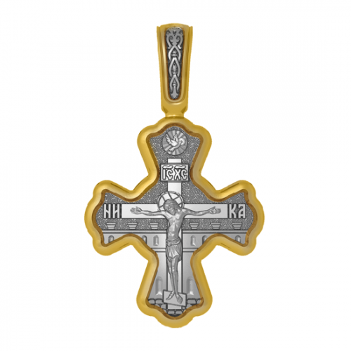 Позолоченный нательный крестик Святая Зинаида
