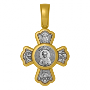 Позолоченный нательный крестик Святой Инна
