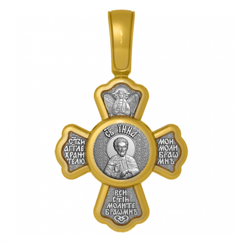 Позолоченный нательный крестик Святой Инна