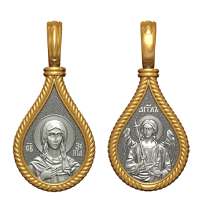 Позолоченный нательный образок Святая Ксения