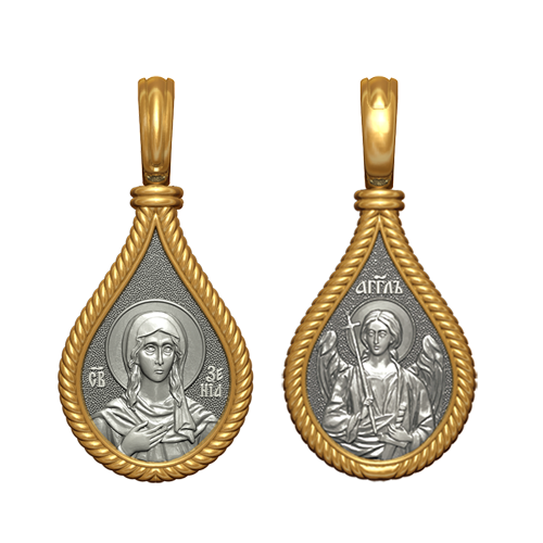 Позолоченный нательный образок Святая Ксения