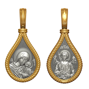 Позолоченный нательный образок Святая Анна