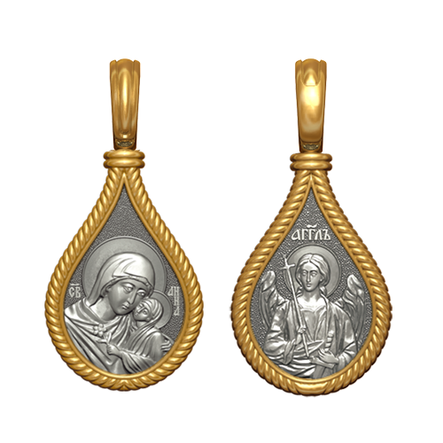 Позолоченный нательный образок Святая Анна