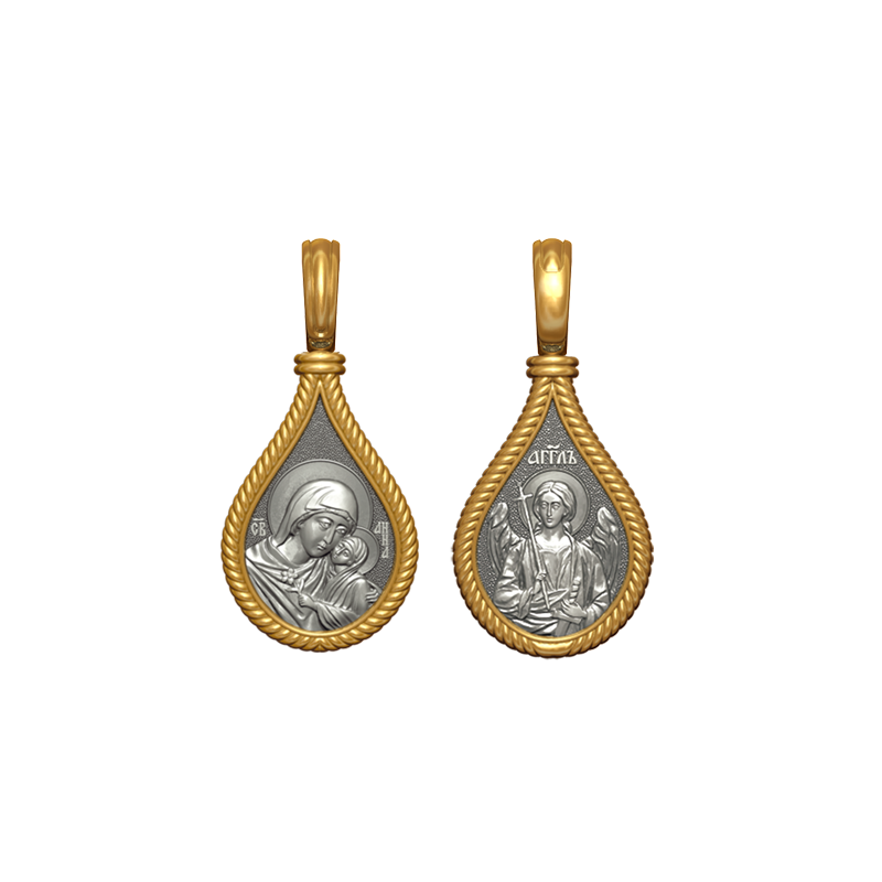 Позолоченный нательный образок Святая Анна