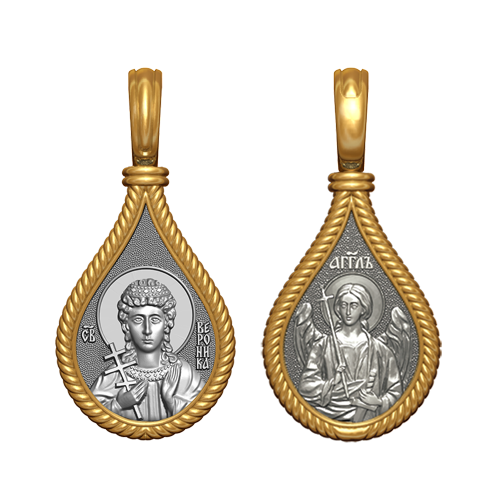 Позолоченный нательный образок Святая Вероника