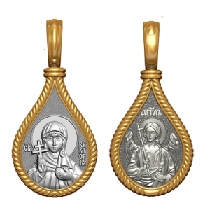 Позолоченный нательный образок Святая Виктория