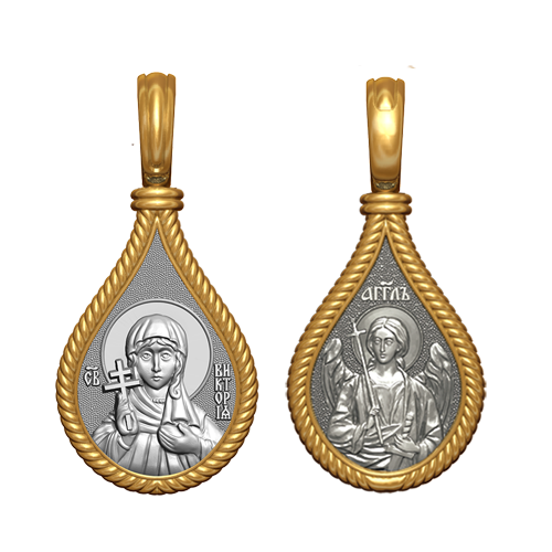 Позолоченный нательный образок Святая Виктория