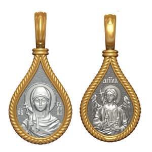 Позолоченный нательный образок Святая Галина