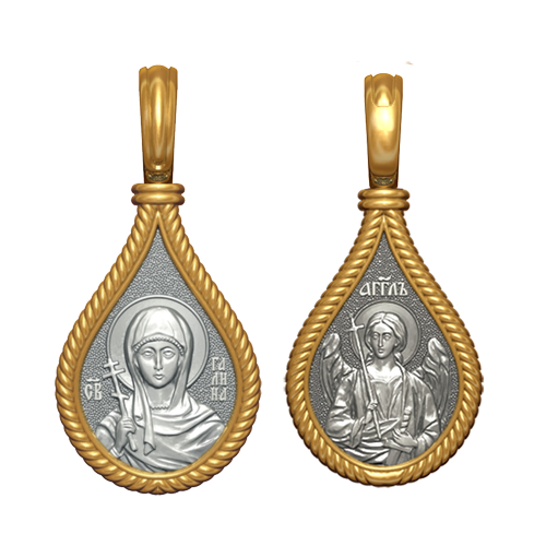 Позолоченный нательный образок Святая Галина