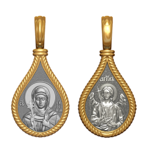 Позолоченный нательный образок Святая Евгения