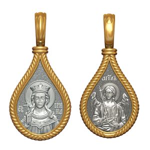 Позолоченный нательный образок Святая Ирина